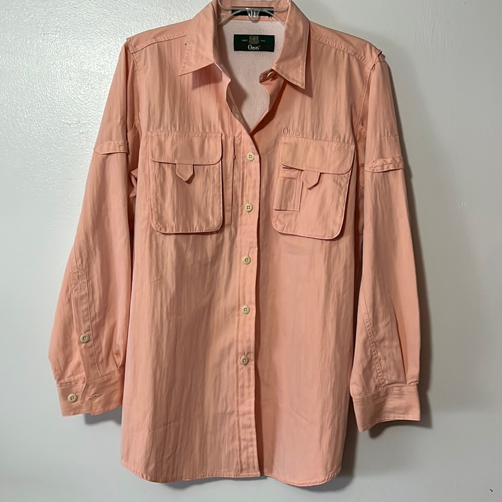 Orvis Mens Classic Utility Performance Ling Sleeve Button Down Coral
